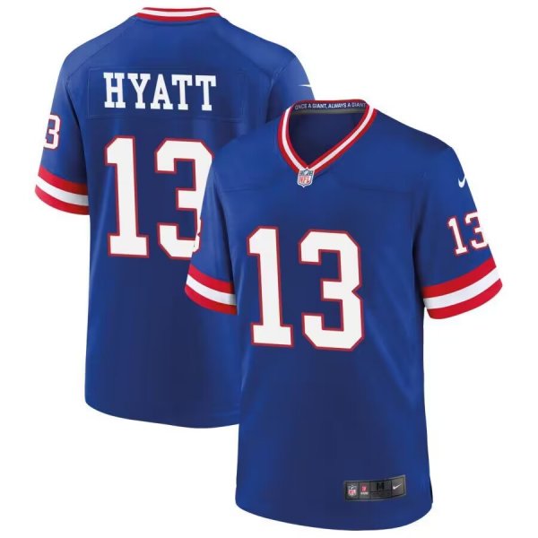 Men's Nike New York Giants #13 Jalin Hyatt Royal Classic Game Jersey