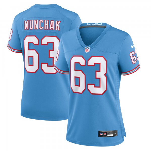 Women's Tennessee Titans Mike Munchak Nike Light Blue Oilers Throwback Retired Player Game Jersey