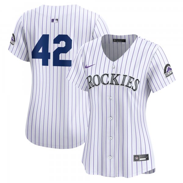 Women's Colorado Rockies  Nike White 2024 Jackie Robinson Day Home Limited Jersey