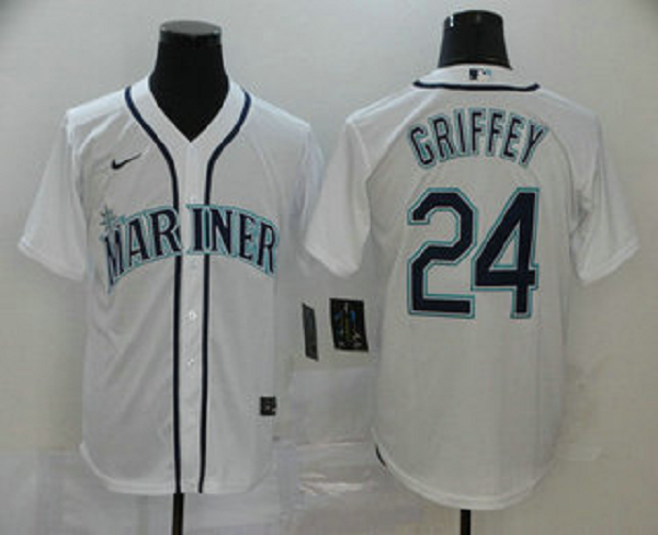 Men's Seattle Mariners #24 Ken Griffey Jr. White Stitched MLB Cool Base Nike Jersey