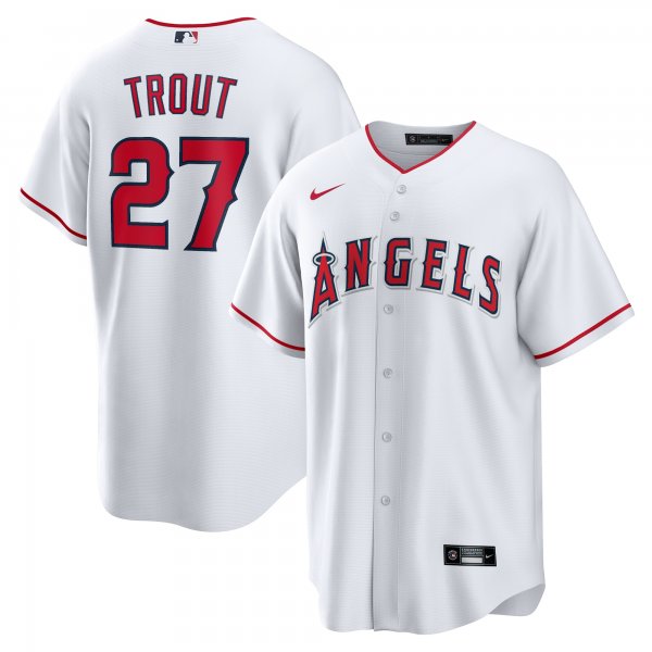 Men's Los Angeles Angels Mike Trout Nike White Home Replica Player Name Jersey