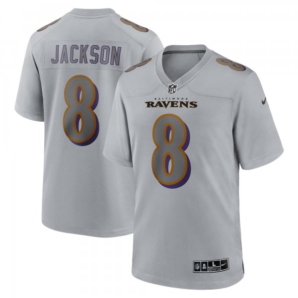 Men's Baltimore Ravens Lamar Jackson Nike Gray Atmosphere Fashion Game Jersey