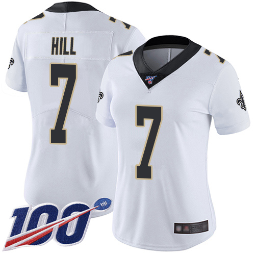 Women's New Orleans Saints #7 Taysom Hill WhiteStitched NFL 100th Season Vapor Limited Jersey