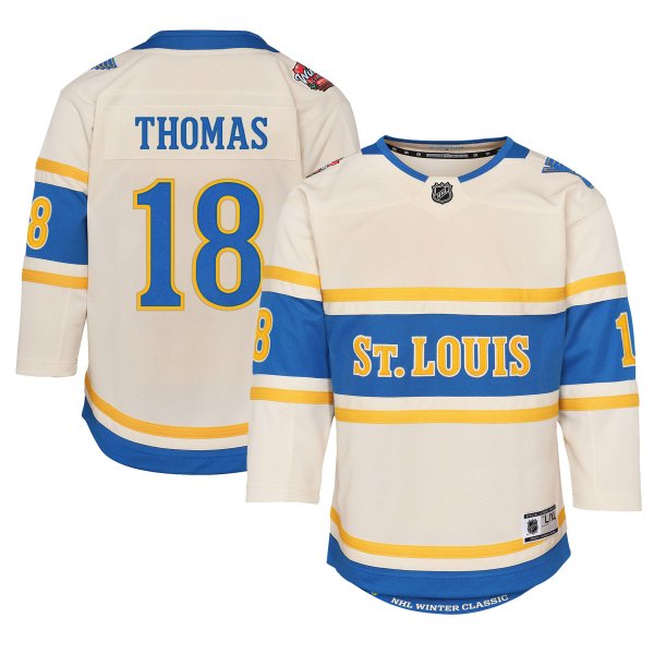 Robert Thomas #18 St.Louis Blues Youth 2025 NHL Winter Classic Premier Player Cream Jersey