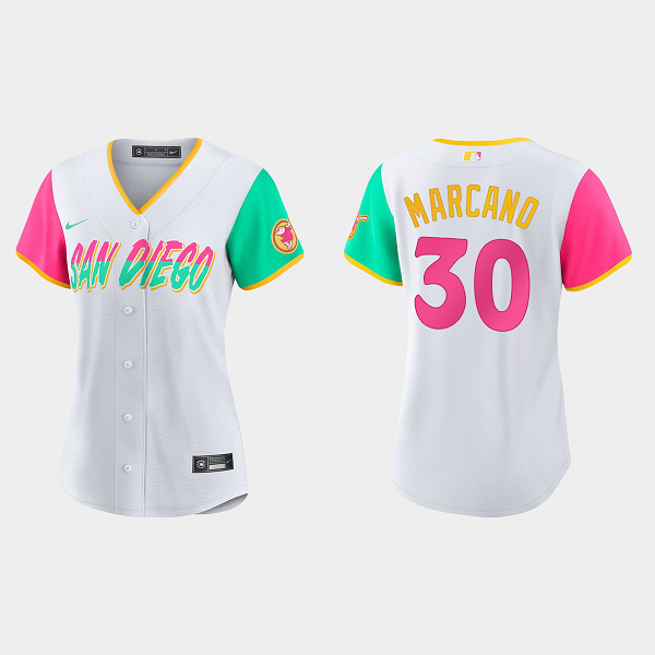 Women's San Diego Padres #30 Tucupita Marcano White 2022 City Connect MLB Jersey