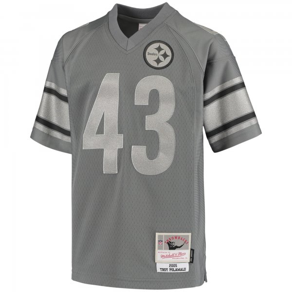 Youth Pittsburgh Steelers Troy Polamalu Mitchell & Ness Charcoal 2005 Retired Player Metal Replica Jersey