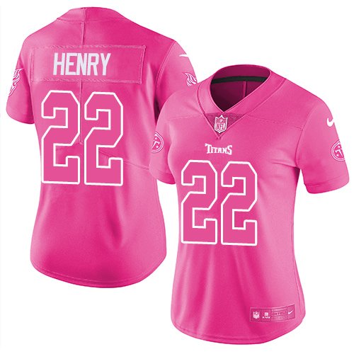 Nike Tennessee Titans #22 Derrick Henry Pink Women's Stitched NFL Limited Rush Fashion Jersey