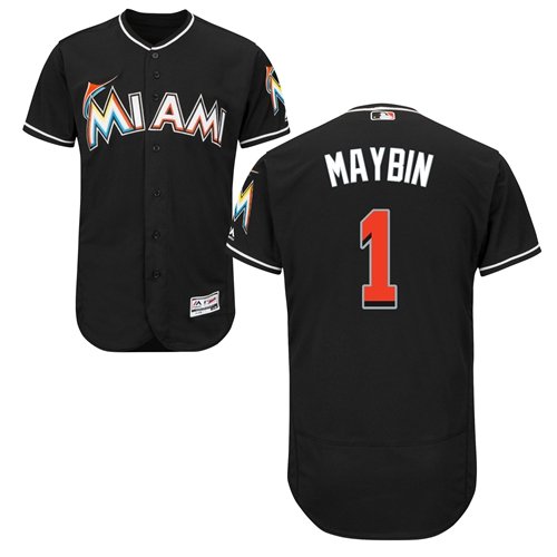 Miami Marlins #1 Cameron Maybin Black Flexbase Collection Stitched MLB Jersey