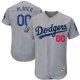 Men's Los Angeles Dodgers Majestic Gray 60th Anniversary Road Alternate On-Field Patch Flex Base Custom MLB Jersey