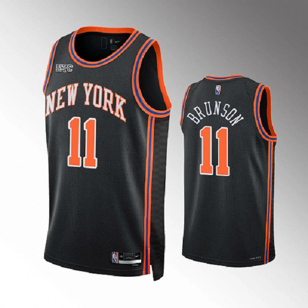 Men's New York Knicks #11 Jalen Brunson 75th Anniversary City Black NBA Jersey