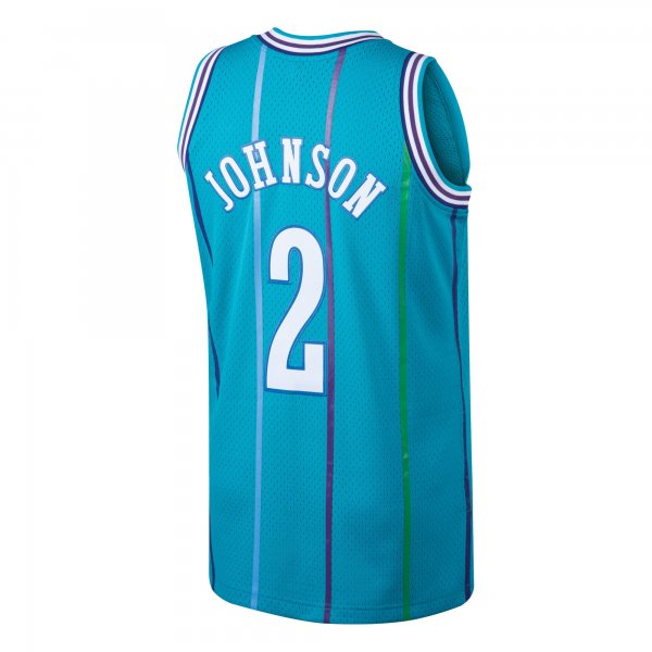 Men's Charlotte Hornets Larry Johnson Mitchell & Ness Teal 1992/93 Hardwood Classics Swingman Jersey