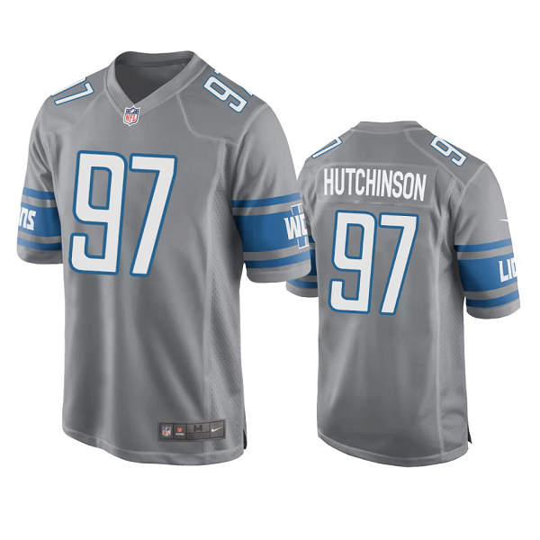 Men's Detroit Lions Aidan Hutchinson Silver 2022 NFL New Draft Limited Jersey