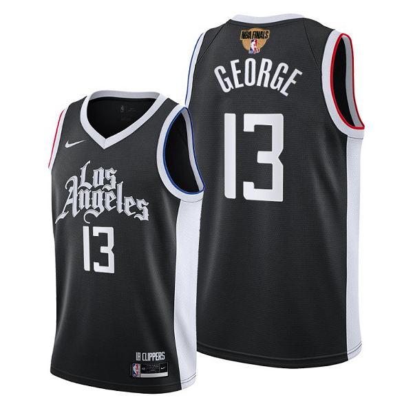 Men's Nike Los Angeles Clippers #13 Paul George Black 2021 NBA Playoffs Jersey