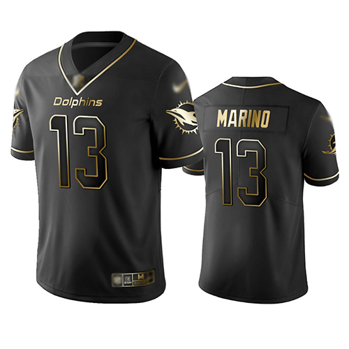 Miami Dolphins #13 Dan Marino Black Men's Stitched NFL Limited Golden Edition Jersey