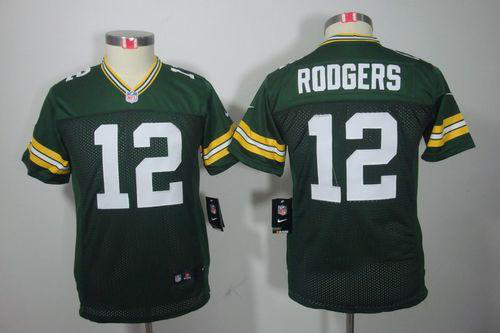 Nike Green Bay Packers #12 Aaron Rodgers Green Team Color Youth Stitched NFL Limited Jersey