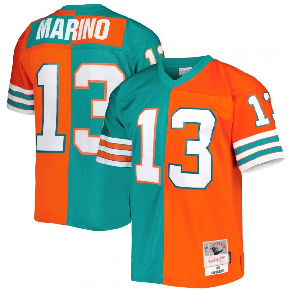 Men's Miami Dolphins Dan Marino Mitchell & Ness Aqua/Orange 1984 Split Legacy Replica Jersey