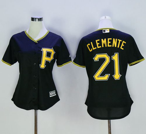 Pittsburgh Pirates #21 Roberto Clemente Black Women's Alternate Stitched MLB Jersey