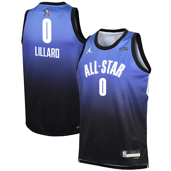 Youth #0 Damian Lillard Jordan Brand Blue 2023 NBA All-Star Game Swingman Jersey