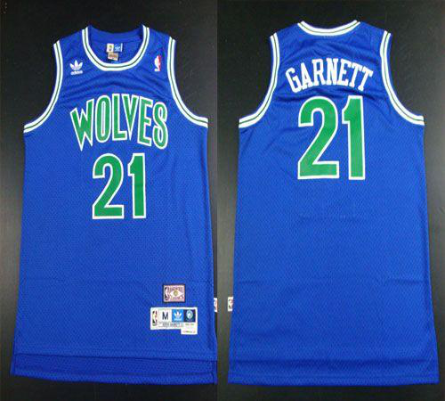 Men's Minnesota Timberwolves #21 Retro Garnett Blue Throwback Stitched NBA Jersey