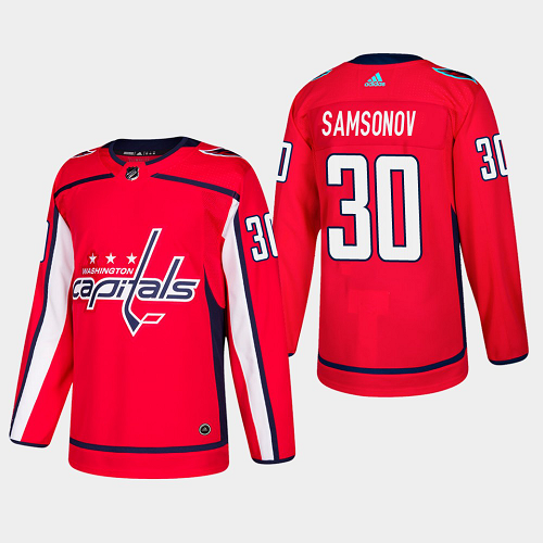 Men's Adidas Washington Capitals #30 Ilya Samsonov Home Red NHL Jersey