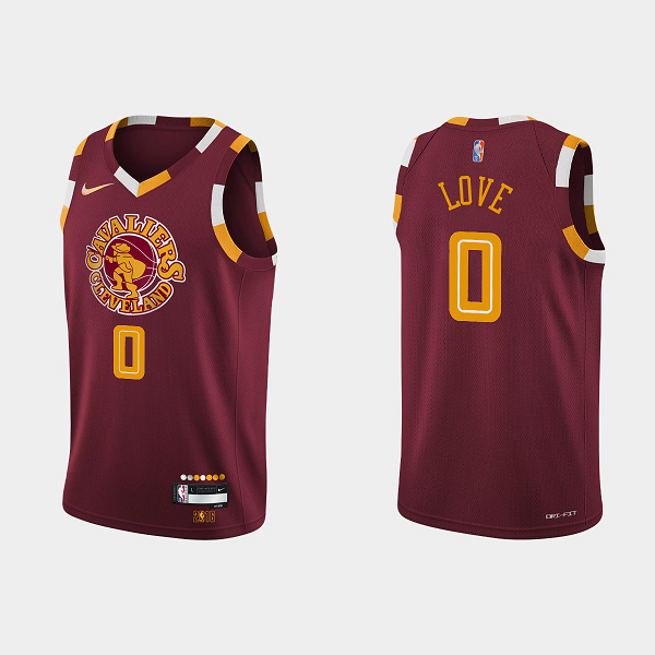 Men's Cleveland Cavaliers #0 Kevin Love City 2021-22 75th Anniversary Wine NBA Jersey