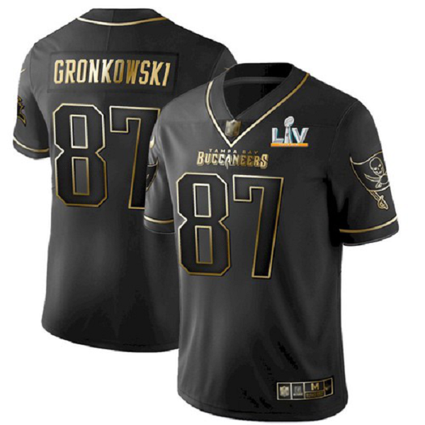 Men's Tampa Bay Buccaneers Rob Gronkowski Black Golden 2021 Super Bowl LV Jersey