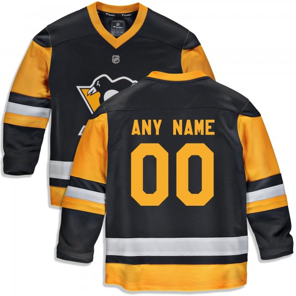 Youth Pittsburgh Penguins Fanatics Black Home Replica Custom Jersey