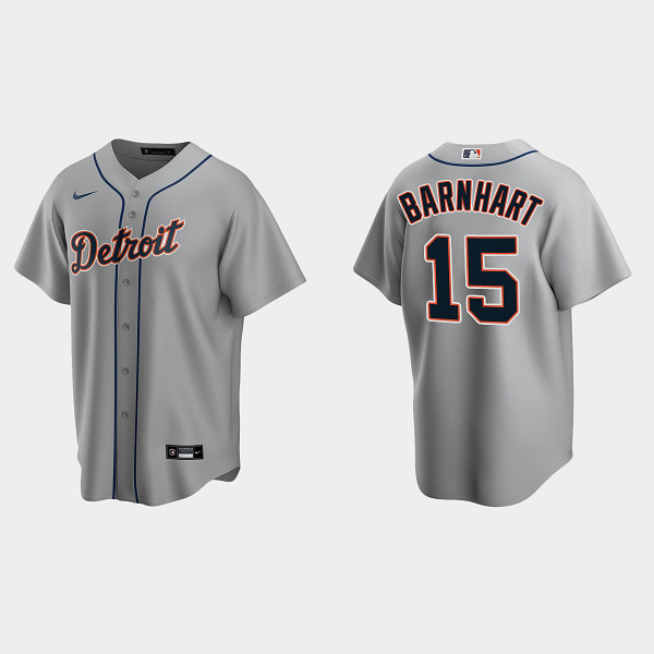 Men's Detroit Tigers #15 Tucker Barnhart Gray Road MLB Jersey