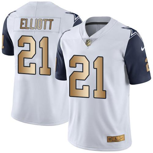 Nike Dallas Cowboys #21 Ezekiel Elliott White Youth Stitched NFL Limited Gold Rush Jersey