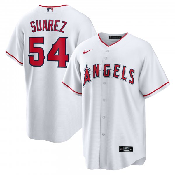 Men's Los Angeles Angels JosÃÂ© Suarez Nike White Home Replica Player Jersey