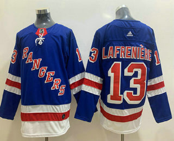 Men's New York Rangers #13 Alexis Lafreniere Royal Blue Adidas Hockey Stitched NHL Jersey