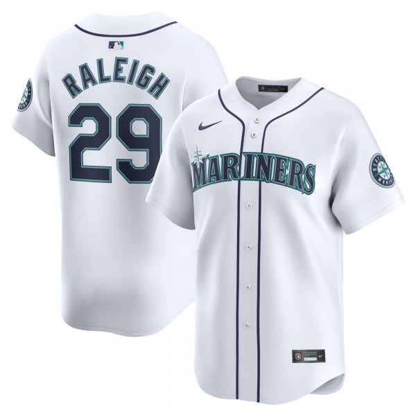 Men's Seattle Mariners Cal Raleigh Nike White Home Limited Player Jersey