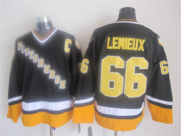 Men's Pittsburgh Penguins #66 Mario Lemieux Black Throwback NHL Jersey