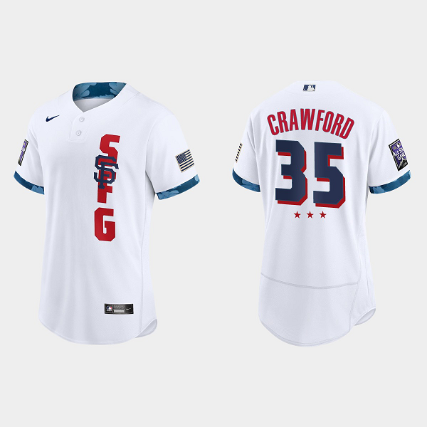 Men's San Francisco Giants #35 Brandon Crawford White 2021 MLB All-Star Game Jersey