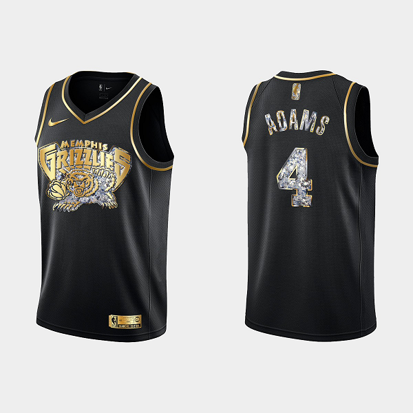 Men's Memphis Grizzlies 2022 Playoffs Steven Adams #4 Diamond Edition Retro Logo Black NBA Jersey