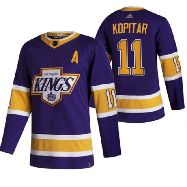 Men's Los Angeles Kings Anze Kopitar 2021 Reverse Retro Purple Jersey