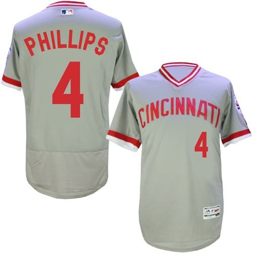 Cincinnati Reds #4 Brandon Phillips Grey Flexbase Collection Cooperstown Stitched MLB Jersey