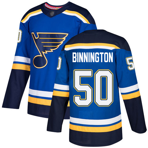 St. Louis Blues #50 Jordan Binnington Blue Home Stitched NHL Jersey