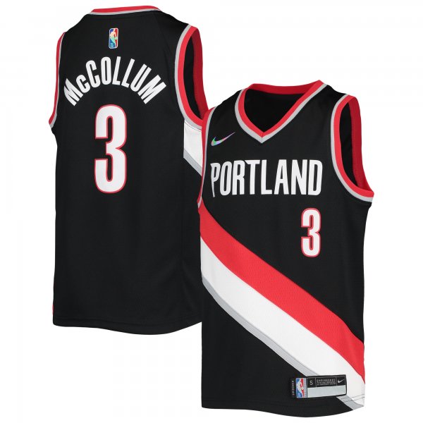 Youth Portland Trail Blazers C.J. McCollum Nike Black 2021/22 Diamond Swingman Jersey - Icon Edition