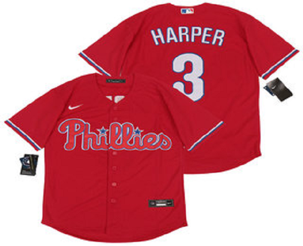 Men's Philadelphia Phillies #3 Bryce Harper Red Stitched MLB Cool Base Nike Jersey