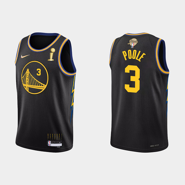 2022 NBA Finals Champions Men's Golden State Warriors Jordan Poole #3 Black City Black Jersey