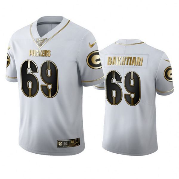 Green Bay Packers #69 David Bakhtiari Men's Nike White Golden Edition Vapor Limited NFL 100 Jersey