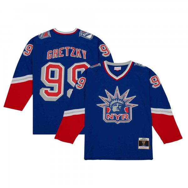 Men's New York Rangers Wayne Gretzky Mitchell & Ness Navy  1996/97 Blue Line Player Jersey