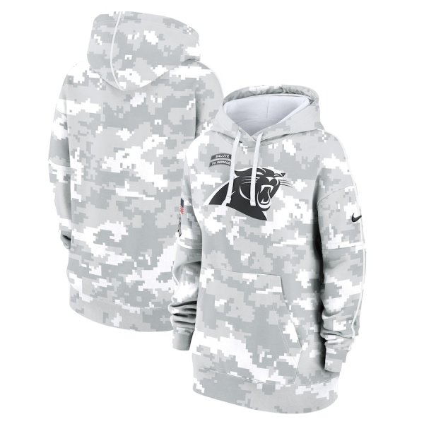 Women's Nike Arctic Camo Carolina Panthers 2024 Salute To Service Club Fleece Pullover Hoodie