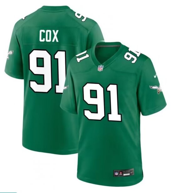 Men's Nike #91 Fletcher Cox Kelly Green Philadelphia Eagles Alternate Game Jersey