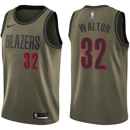 Nike Men's Portland Trail Blazers #32 Bill Walton Green Salute to Service Swingman NBA Jersey