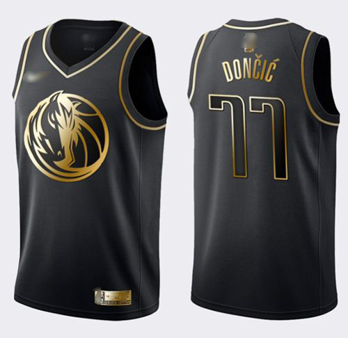 Women's Dallas Mavericks #77 Luka Doncic Black/Gold NBA Swingman Limited Edition Jersey