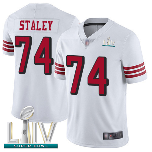 San Francisco 49ers #74 Joe Staley White Rush Super Bowl LIV Bound Men's Stitched NFL Vapor Untouchable Limited Jersey