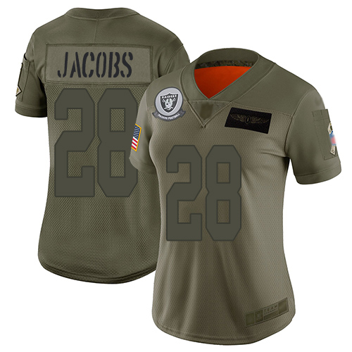 Women's Las Vegas Raiders #28 Josh Jacobs CamoStitched NFL Limited 2019 Salute to Service Jersey