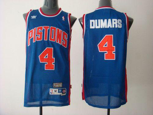 Men's Detroit Pistons #4 Joe Dumars Blue Throwback Stitched NBA Jersey